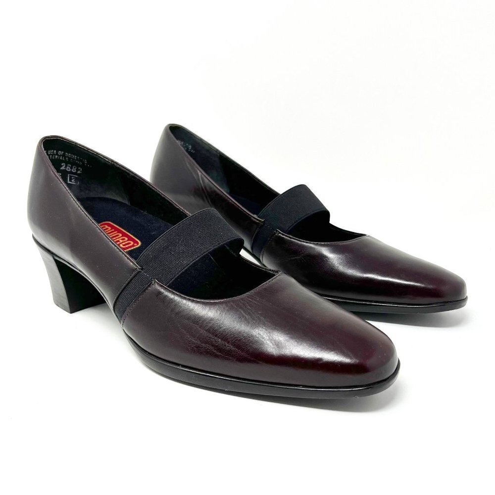 Munro Danielle Leather Pump Women's Size 8 Dark Brown Chunky Low Block Heels